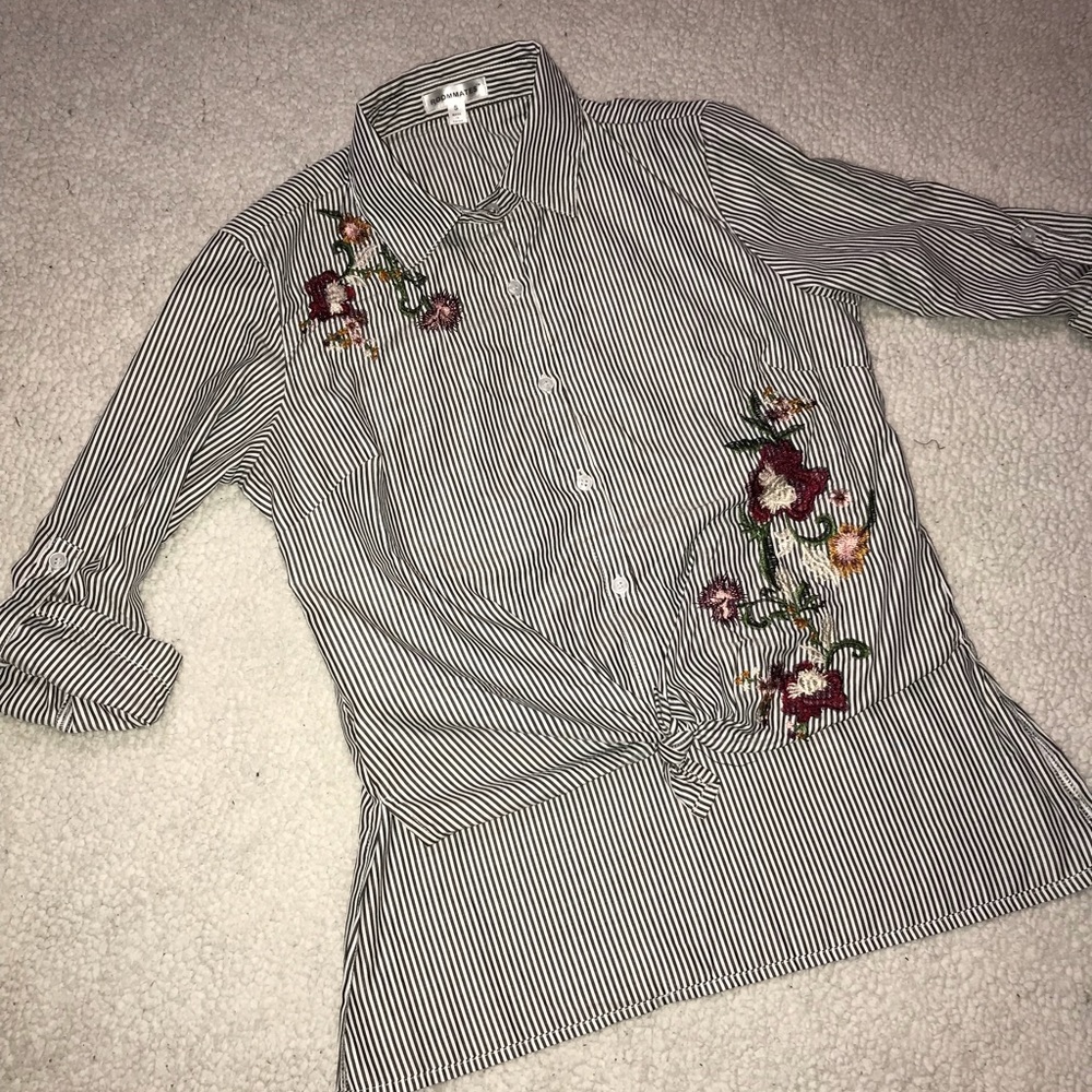 Embroidered button up blouse